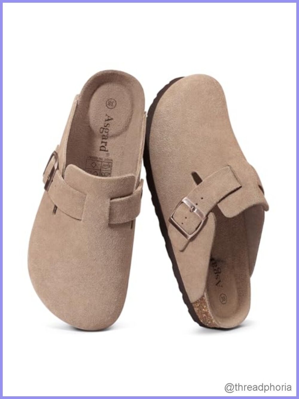 Genuine Suede Clogs with Cork Footbed Comfortable Unisex Slip-On Shoes